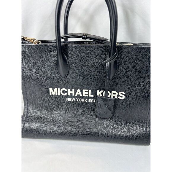 Michael Kors Black Leather Tote with Pouch - Picture 3 of 16